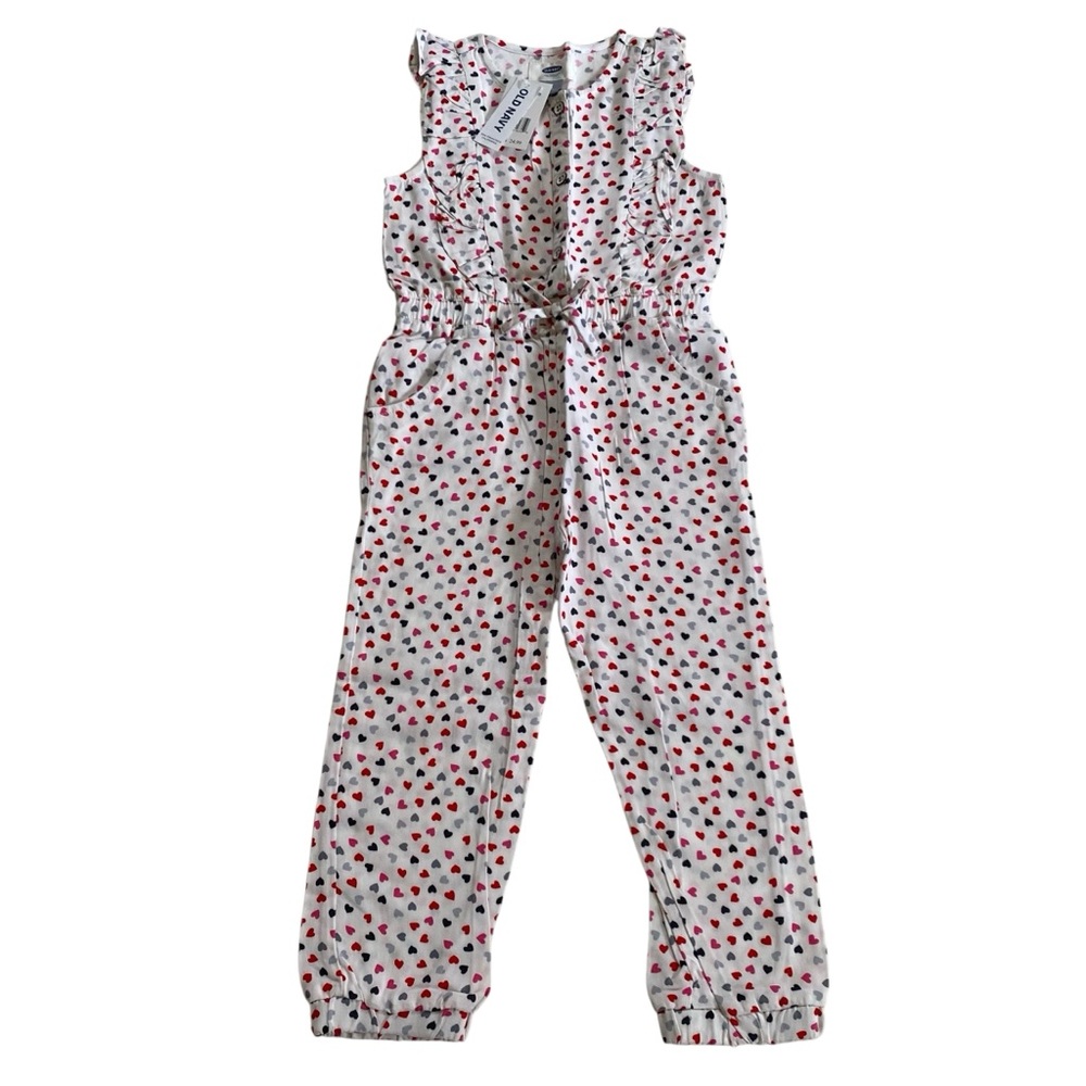 NWT Old Navy Colorful Heart Prints Jumpsuit Toddler Girls Size 4T